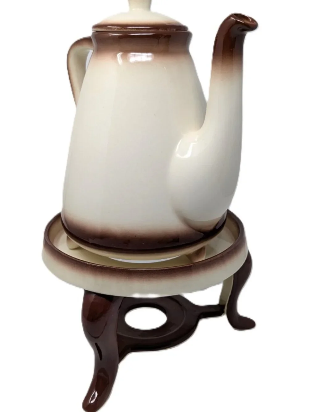 VTG Brock of California Chanticleer Rooster Coffee Pot w Chaffing Stand 9.5
